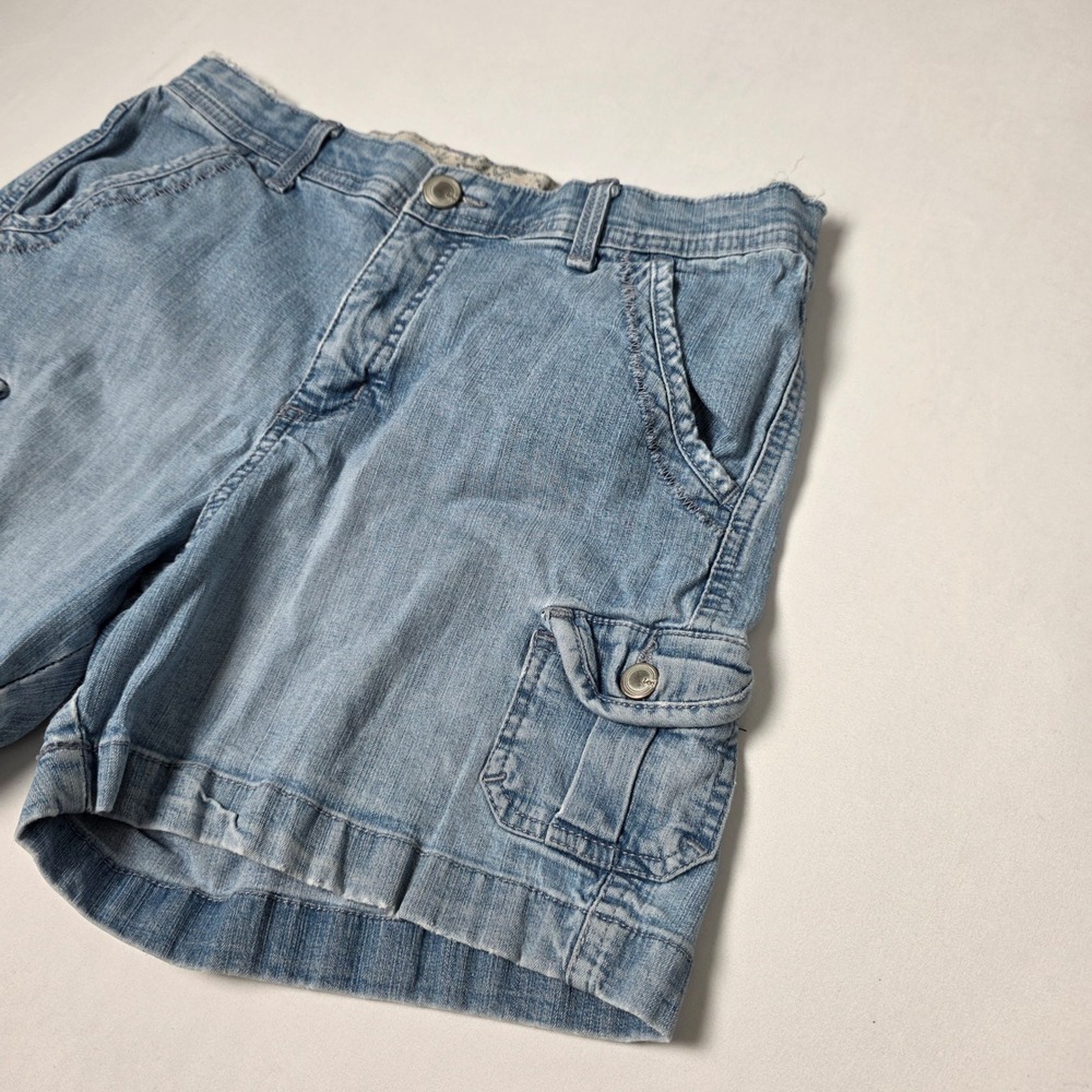 Lee Cargo Shorts Womens 10 Blue Light‎ Wash Comfort Waist Denim Utility Pocket - Picture 2 of 13